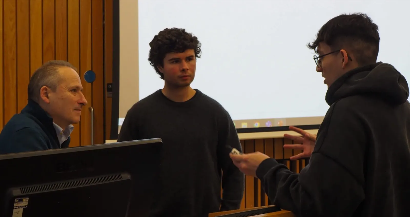 Pascual and I talking to the head of research at Keysight Technologies